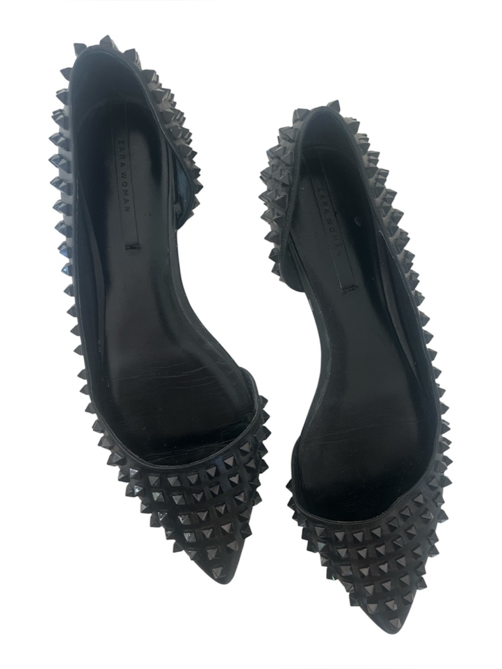 Zara Black pyramid studded d’Orsay flat